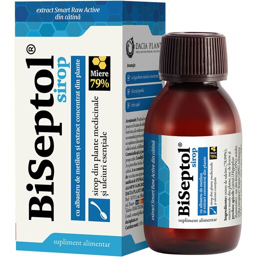 Supliment alimentar Sirop Biseptol, 100 ml, DACIA PLANT Supliment alimentar Sirop Biseptol, 100 ml, DACIA PLANT