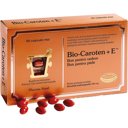 Supliment alimentar Bio-Caroten + E, 60 capsule moi, PHARMA NORD Supliment alimentar Bio-Caroten + E, 60 capsule moi, PHARMA NORD