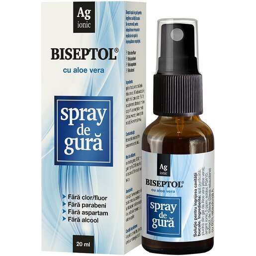 Supliment alimentar Spray de gura Biseptol cu Aloe Vera, 20 ml, DACIA PLANT Supliment alimentar Spray de gura Biseptol cu Aloe Vera, 20 ml, DACIA PLANT
