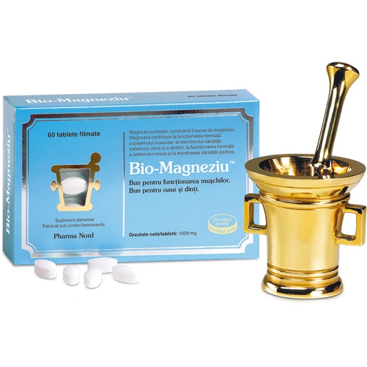 Supliment alimentar Bio-Magneziu, 60 tablete filmate, PHARMA NORD Supliment alimentar Bio-Magneziu, 60 tablete filmate, PHARMA NORD