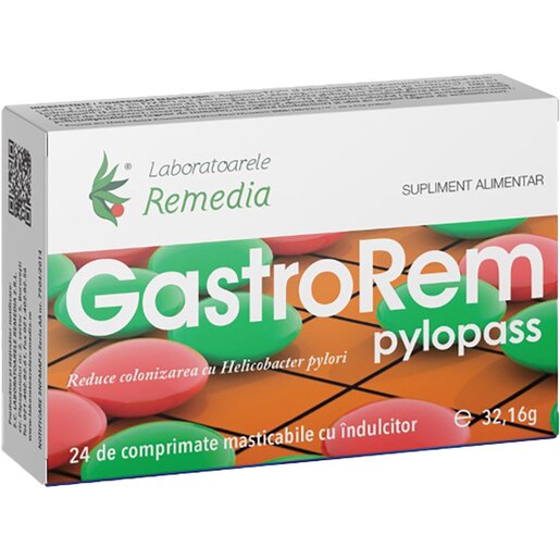 Supliment Gastrorem Pylopass, 24 comprimate, LABORATOARELE REMEDIA Supliment Gastrorem Pylopass, 24 comprimate, LABORATOARELE REMEDIA