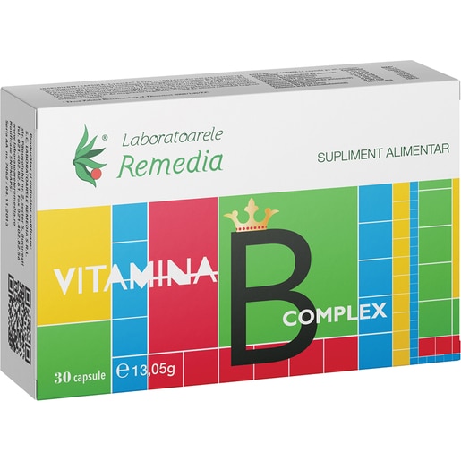 Supliment alimentar Vitamina B Complex, 30 capsule, LABORATOARELE REMEDIA Supliment alimentar Vitamina B Complex, 30 capsule, LABORATOARELE REMEDIA