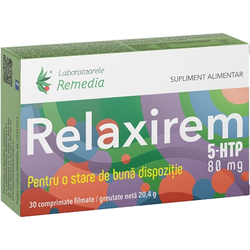 Supliment alimentar Relaxirem 5-HTP 80 mg, 30 comprimate, LABORATOARELE REMEDIA Supliment alimentar Relaxirem 5-HTP 80 mg, 30 comprimate, LABORATOARELE REMEDIA