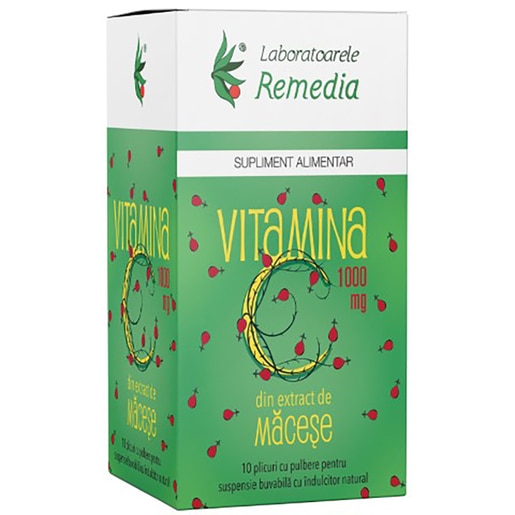 Supliment alimentar Vitamina C cu Macese 1000 mg, 10 plicuri, LABORATOARELE REMEDIA Supliment alimentar Vitamina C cu Macese 1000 mg, 10 plicuri, LABORATOARELE REMEDIA