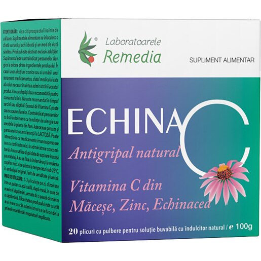 Supliment Echina-C 1000 mg, 20 doze, LABORATOARELE REMEDIA Supliment Echina-C 1000 mg, 20 doze, LABORATOARELE REMEDIA