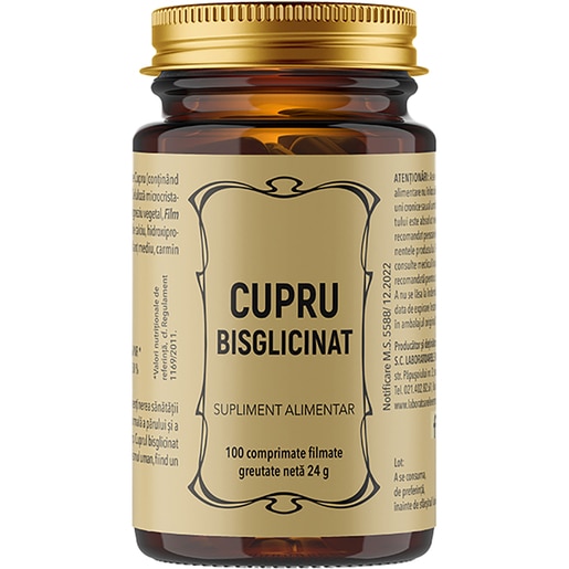 Supliment Cupru Chelat Bisglicinat, 100 comprimat, LABORATOARELE REMEDIA Supliment Cupru Chelat Bisglicinat, 100 comprimat, LABORATOARELE REMEDIA