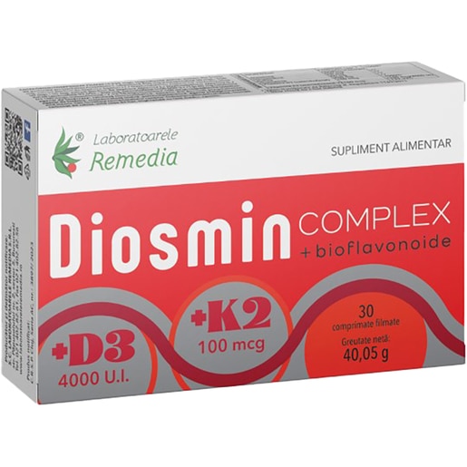 Supliment Diosmin Complex, 30 comprimate filmate, LABORATOARELE REMEDIA Supliment Diosmin Complex, 30 comprimate filmate, LABORATOARELE REMEDIA