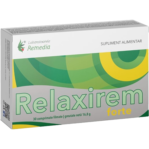 Supliment alimentar Relaxirem Forte, 30 comprimate filmate, LABORATOARELE REMEDIA Supliment alimentar Relaxirem Forte, 30 comprimate filmate, LABORATOARELE REMEDIA