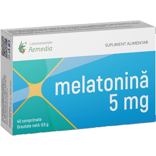 Supliment alimentar Melatonina 5 mg, 40 comprimate, LABORATOARELE REMEDIA Supliment alimentar Melatonina 5 mg, 40 comprimate, LABORATOARELE REMEDIA