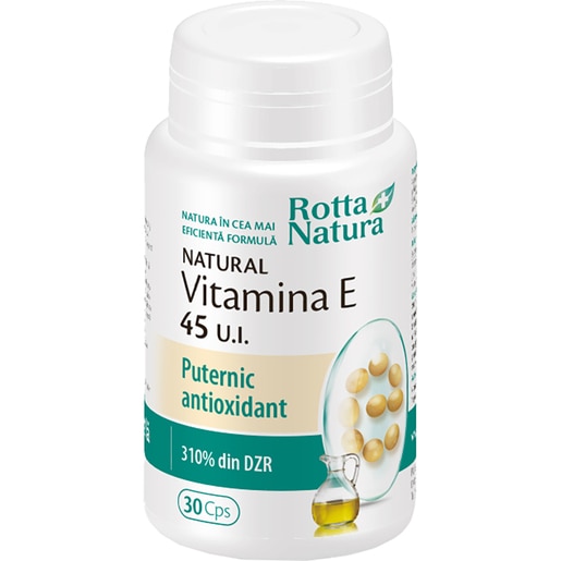 Supliment alimentar Vitamina E, 45 UI, 30 capsule, ROTTA NATURA Supliment alimentar Vitamina E, 45 UI, 30 capsule, ROTTA NATURA
