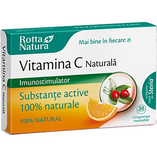 Supliment Vitamina C Naturala Extr. din Macese, 30 comprimate masticabile, ROTTA NATURA Supliment Vitamina C Naturala Extr. din Macese, 30 comprimate masticabile, ROTTA NATURA