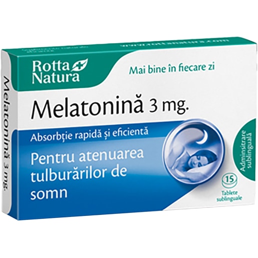 Supliment alimentar Melatonina, 3 mg, 15 tablete sublinguale, ROTTA NATURA Supliment alimentar Melatonina, 3 mg, 15 tablete sublinguale, ROTTA NATURA