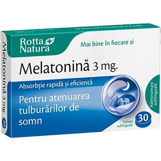 Supliment alimentar Melatonina, 3 mg, 30 tablete sublinguale, ROTTA NATURA Supliment alimentar Melatonina, 3 mg, 30 tablete sublinguale, ROTTA NATURA
