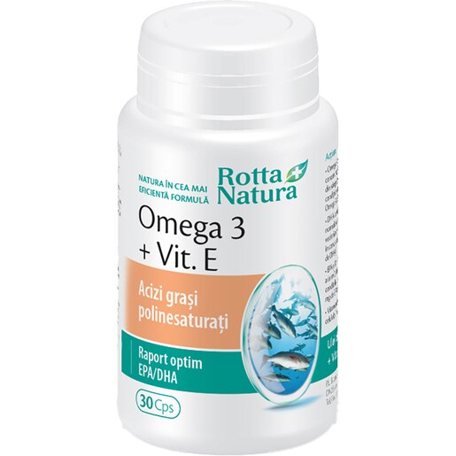 Supliment Omega 3 + Vitamina E, 30 capsule, ROTTA NATURA Supliment Omega 3 + Vitamina E, 30 capsule, ROTTA NATURA