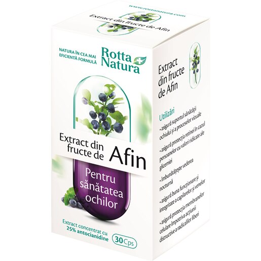 Supliment alimentar Extract din Fructe de Afin, 30 capsule, ROTTA NATURA Supliment alimentar Extract din Fructe de Afin, 30 capsule, ROTTA NATURA