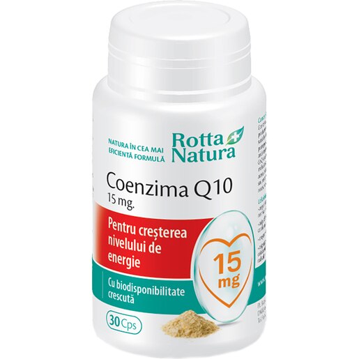 Supliment alimentar Coenzima Q10, 15 mg, 30 capsule, ROTTA NATURA Supliment alimentar Coenzima Q10, 15 mg, 30 capsule, ROTTA NATURA