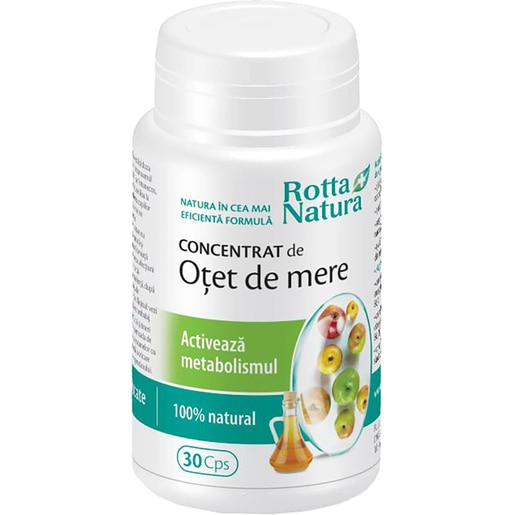 Supliment alimentar Concentrat de Otet de Mere, 30 capsule, ROTTA NATURA Supliment alimentar Concentrat de Otet de Mere, 30 capsule, ROTTA NATURA