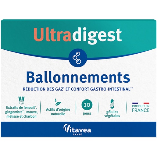 Supliment alimentar Probiotic Ballonnements Ultradigest pentru balonare, 30 capsule vegetale, VITAVEA Supliment alimentar Probiotic Ballonnements Ultradigest pentru balonare, 30 capsule vegetale, VITAVEA