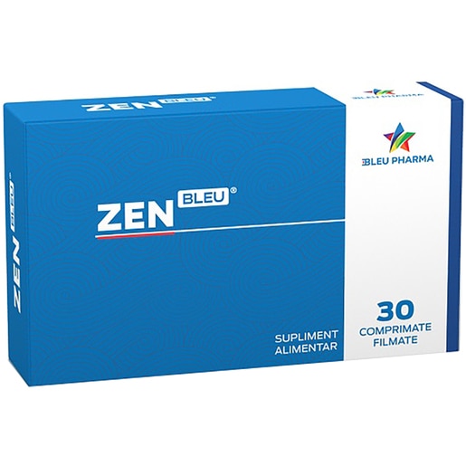 Supliment alimentar ZenBleu pentru anxietate, stres, echilibru psihic, 30 comprimate, BLEU PHARMA Supliment alimentar ZenBleu pentru anxietate, stres, echilibru psihic, 30 comprimate, BLEU PHARMA