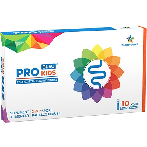 Supliment alimentar ProBleu Kids probiotic, 10 monodoze, BLEU PHARMA Supliment alimentar ProBleu Kids probiotic, 10 monodoze, BLEU PHARMA