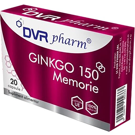 Supliment Ginkgo 150 mg Memorie, 20 capsule, DVR PHARM Supliment Ginkgo 150 mg Memorie, 20 capsule, DVR PHARM