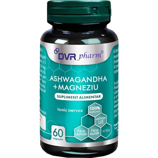 Supliment Ashwagandha + Magneziu, 60 capsule, DVR PHARM Supliment Ashwagandha + Magneziu, 60 capsule, DVR PHARM