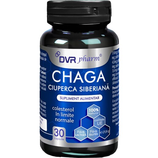 Supliment Chaga Ciuperca Siberiana, 30 capsule, DVR PHARM Supliment Chaga Ciuperca Siberiana, 30 capsule, DVR PHARM