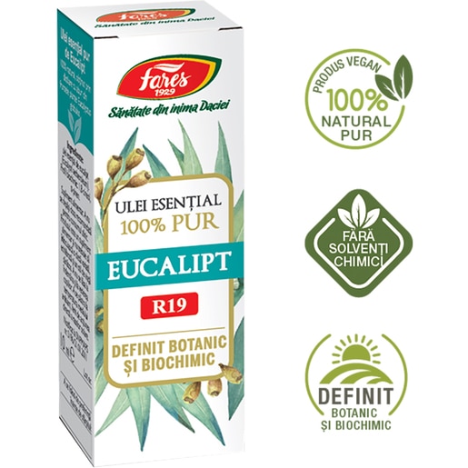 Ulei esential 100% pur Eucalipt R19, 10 ml, FARES Ulei esential 100% pur Eucalipt R19, 10 ml, FARES