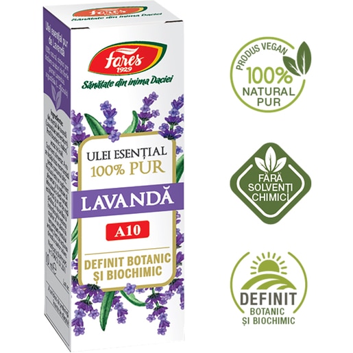 Ulei esential 100% pur Lavanda A10, 10 ml, FARES Ulei esential 100% pur Lavanda A10, 10 ml, FARES