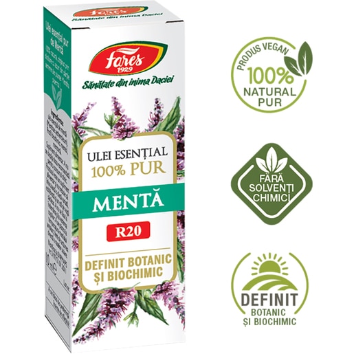 Ulei esential 100% pur Menta R20, 10 ml, FARES Ulei esential 100% pur Menta R20, 10 ml, FARES