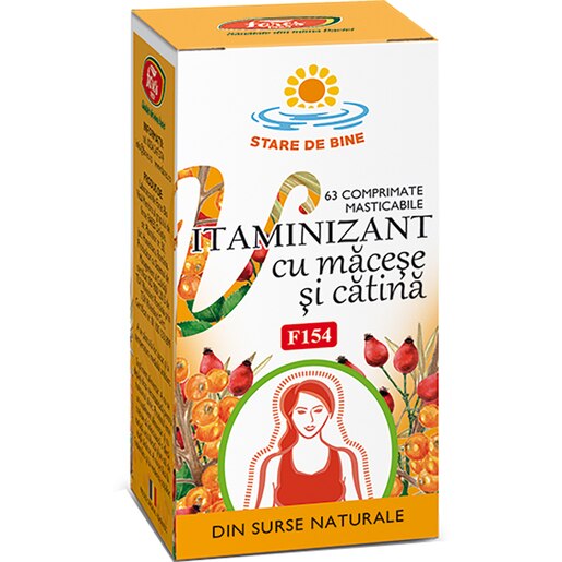 Supliment Vitaminizant cu Macese si Catina, 63 comprimate masticabile, FARES Supliment Vitaminizant cu Macese si Catina, 63 comprimate masticabile, FARES