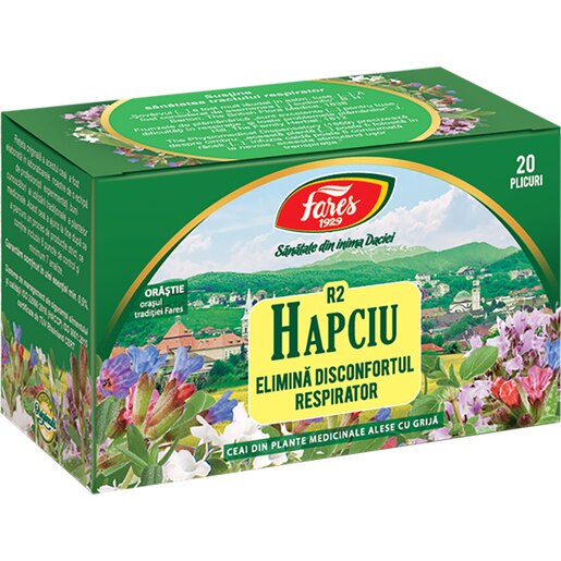 Ceai FARES Hapciu elimina disconfortul respirator R2, 20 plicuri Ceai FARES Hapciu elimina disconfortul respirator R2, 20 plicuri