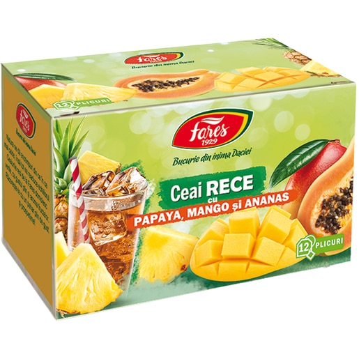 Ceai FARES rece cu Papaya, Mango si Ananas, 12 plicuri Ceai FARES rece cu Papaya, Mango si Ananas, 12 plicuri