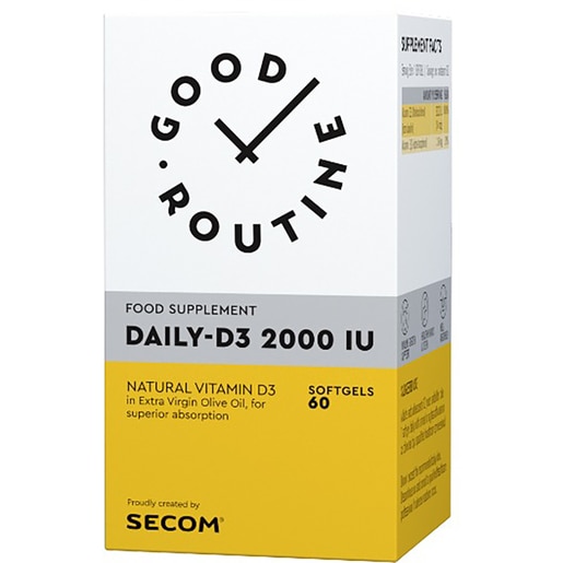 Supliment alimentar Daily D3 2000UI Good Routine, 60 capsule moi, SECOM Supliment alimentar Daily D3 2000UI Good Routine, 60 capsule moi, SECOM