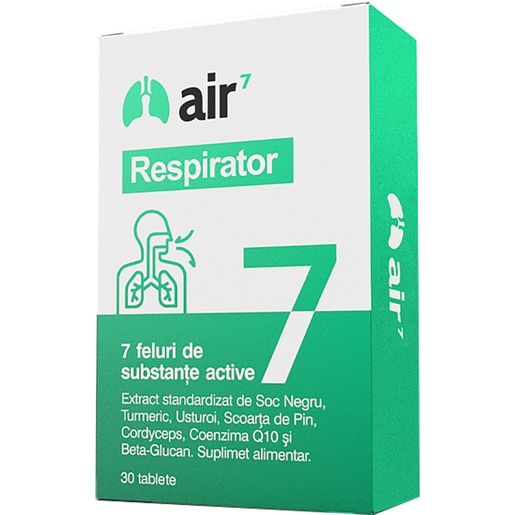 Supliment alimentar AIR7 Respirator, 30 comprimate, GREEN SPLID Supliment alimentar AIR7 Respirator, 30 comprimate, GREEN SPLID