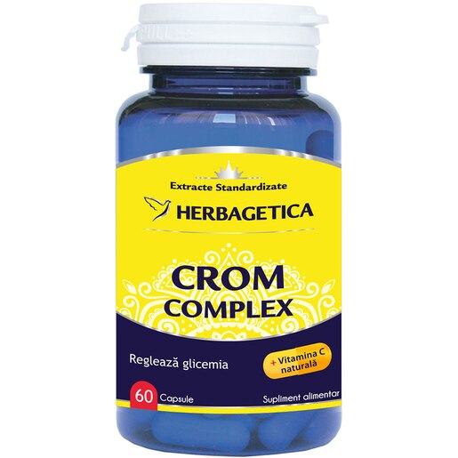 Supliment alimentar Crom Complex Organic, 60 capsule, HERBAGETICA Supliment alimentar Crom Complex Organic, 60 capsule, HERBAGETICA