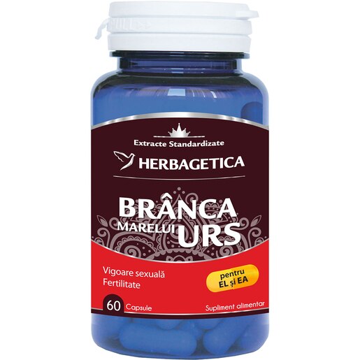 Supliment alimentar Branca Marelui Urs, 60 capsule, HERBAGETICA Supliment alimentar Branca Marelui Urs, 60 capsule, HERBAGETICA