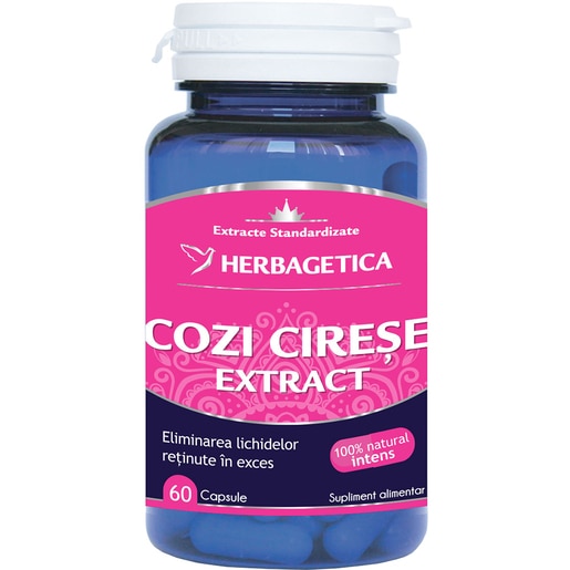 Supliment alimentar Cozi de cireste Extract, 60 capsule, HERBAGETICA Supliment alimentar Cozi de cireste Extract, 60 capsule, HERBAGETICA