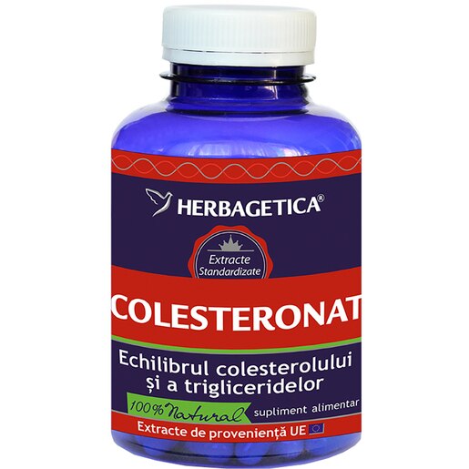 Supliment alimentar Colesteronat, 120 capsule, HERBAGETICA Supliment alimentar Colesteronat, 120 capsule, HERBAGETICA
