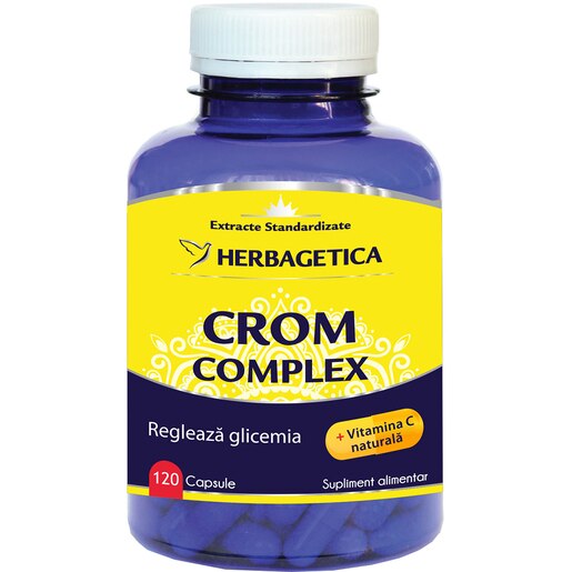 Supliment alimentar Crom Complex Organic, 120 capsule, HERBAGETICA Supliment alimentar Crom Complex Organic, 120 capsule, HERBAGETICA