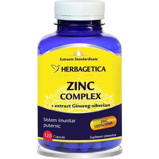 Supliment Zinc Complex, 120 capsule, HERBAGETICA Supliment Zinc Complex, 120 capsule, HERBAGETICA