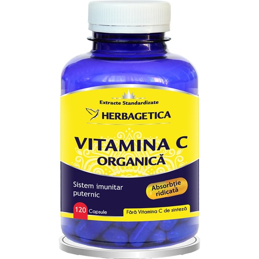Supliment Vitamina C Organica, 120 capsule, HERBAGETICA Supliment Vitamina C Organica, 120 capsule, HERBAGETICA