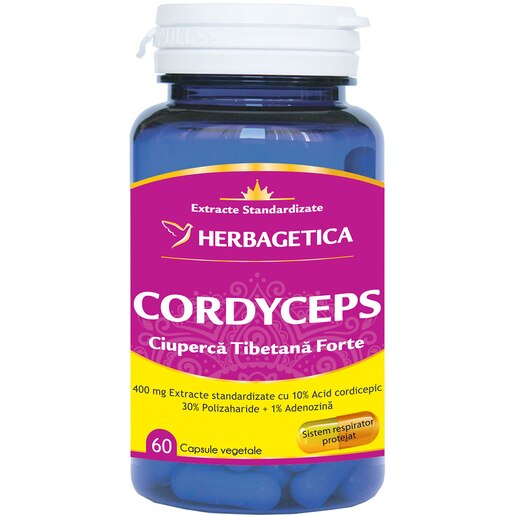 Supliment alimentar Cordyceps Ciuperca Tibetana Forte, 60 capsule, HERBAGETICA Supliment alimentar Cordyceps Ciuperca Tibetana Forte, 60 capsule, HERBAGETICA