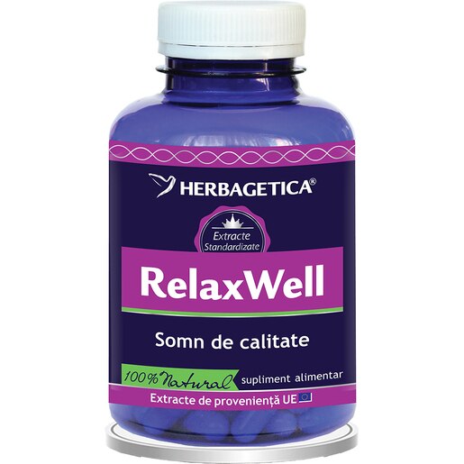Supliment Relax Well, 120 capsule, HERBAGETICA Supliment Relax Well, 120 capsule, HERBAGETICA