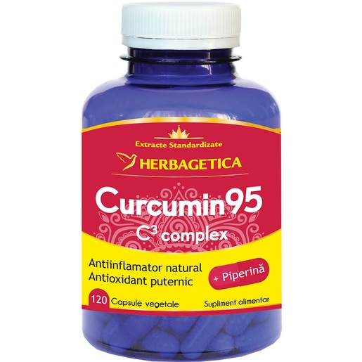 Supliment alimentar Curcumin95 C3 Complex, 120 capsule, HERBAGETICA Supliment alimentar Curcumin95 C3 Complex, 120 capsule, HERBAGETICA
