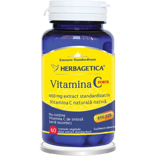 Supliment Vitamina C Forte 400 mg, 60 capsule, HERBAGETICA Supliment Vitamina C Forte 400 mg, 60 capsule, HERBAGETICA