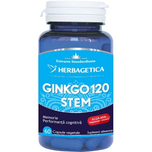 Supliment alimentar Ginkgo 120 Stem, 60 capsule vegetale, HERBAGETICA Supliment alimentar Ginkgo 120 Stem, 60 capsule vegetale, HERBAGETICA
