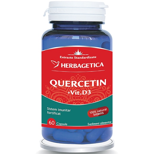 Supliment Quercetin + Vitamina D3, 60 capsule, HERBAGETICA Supliment Quercetin + Vitamina D3, 60 capsule, HERBAGETICA