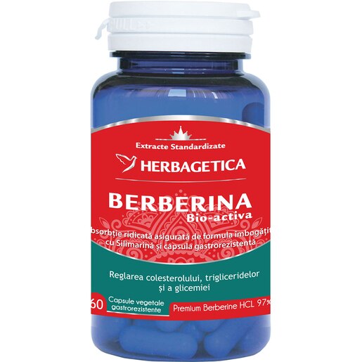 Supliment alimentar Berberina Bio Activa, 60 capsule, HERBAGETICA Supliment alimentar Berberina Bio Activa, 60 capsule, HERBAGETICA