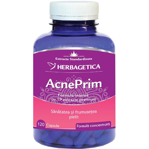 Supliment alimentar AcnePrim, 120 capsule, HERBAGETICA Supliment alimentar AcnePrim, 120 capsule, HERBAGETICA